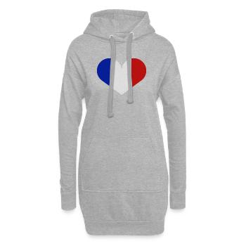 Drapeau français - Sweat-shirt à capuche long Femme - gris chiné - Devant