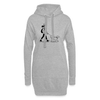 Promenade de chien - Sweat-shirt à capuche long Femme - gris chiné - Devant