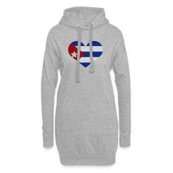 Drapeau cubain en forme de cœur - Sweat-shirt à capuche long Femme - gris chiné - Devant
