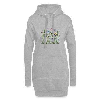 Wildblumenwiesen-Skizze - Hoodie-Kleid - Grau meliert - Vorne