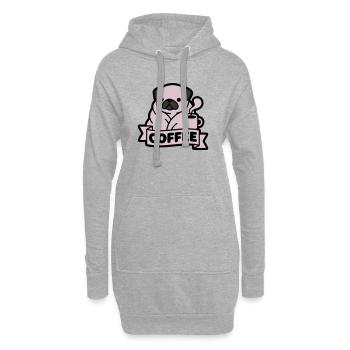 Bannière du Café du Matin du Carlin - Sweat-shirt à capuche long Femme - gris chiné - Devant