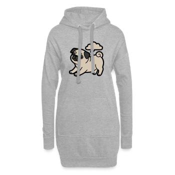 Pug dog qui pète, drôle - Sweat-shirt à capuche long Femme - gris chiné - Devant