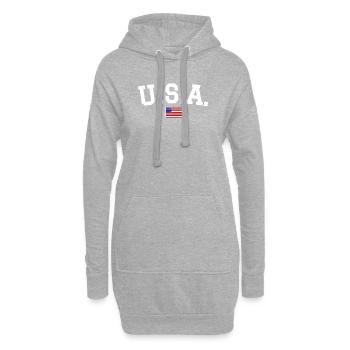 USA Flagge Design Weiss - Hoodie-Kleid - Grau meliert - Vorne