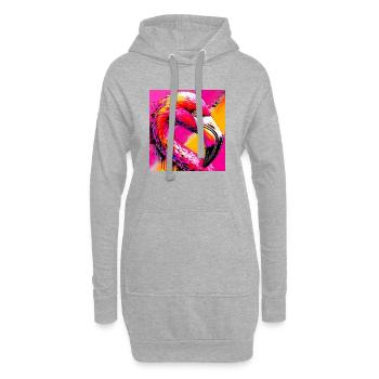 Flamant - Sweat-shirt à capuche long Femme - gris chiné - Devant