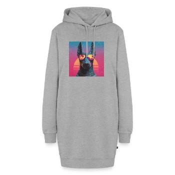 Anubis Synthwave - Dieu en vacances - Sweat-shirt à capuche long Femme - gris chiné - Devant