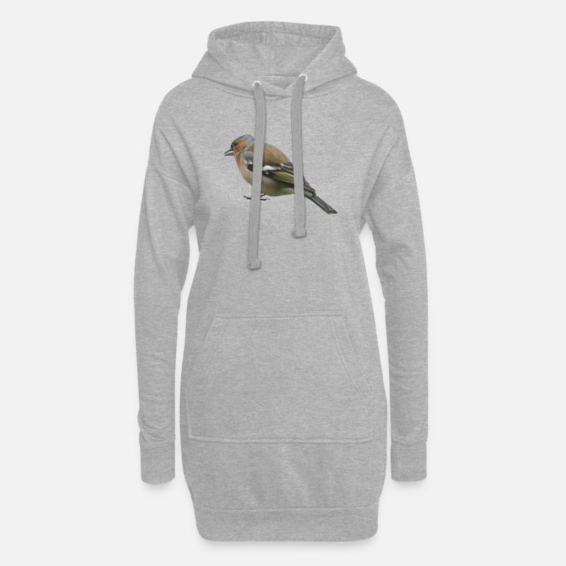 Buchfink (seitlich) - Hoodie-Kleid - Grau meliert