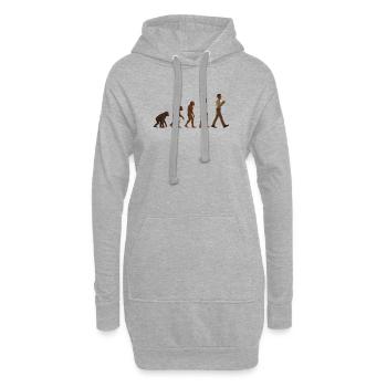 Evolutionsreise: Von Affe zu kaffeetrinkenden Mann - Hoodie-Kleid - Grau meliert - Vorne