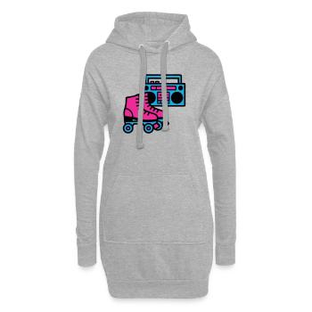 Rollschuhe Boombox 80er Retro - Hoodie-Kleid - Grau meliert - Vorne