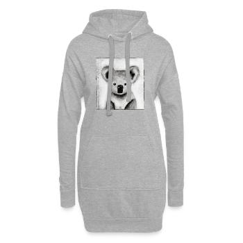 Koala black and white - hand carved artwork - Hoodie Dress - heather grey - Front