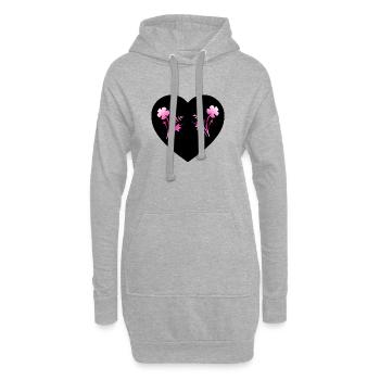 Fleur - Sweat-shirt à capuche long Femme - gris chiné - Devant