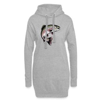 Forelle Angeln - Hoodie-Kleid - Grau meliert - Vorne