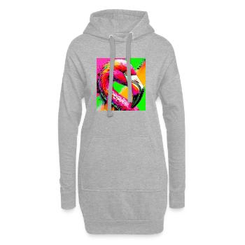 Flamant - Sweat-shirt à capuche long Femme - gris chiné - Devant