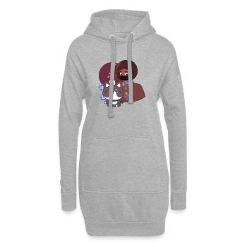 Kawaii Shiba & Patte prothétique bleue - Sweat-shirt à capuche long Femme - gris chiné - Devant