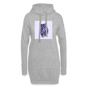 L’art au trait bleu de Wolf - Sweat-shirt à capuche long Femme - gris chiné - Devant