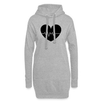 Ligne Battement de cœur Cœur - Sweat-shirt à capuche long Femme - gris chiné - Devant
