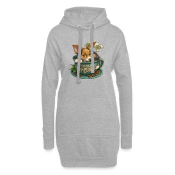 Welpe kuschelt in Kaffeetasse - Hoodie-Kleid - Grau meliert - Vorne
