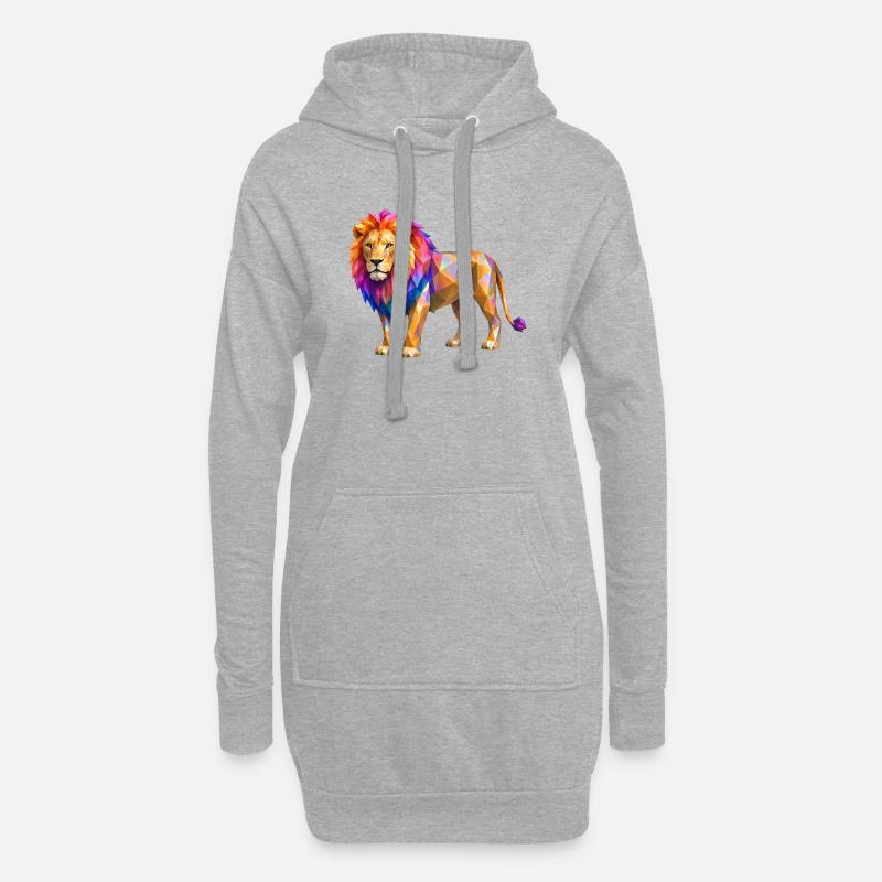 Polygonlöwe Farbexplosion - Hoodie-Kleid - Grau meliert