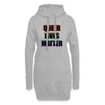 Queer Lives Matter Regenbogentext - Hoodie-Kleid - Grau meliert - Vorne