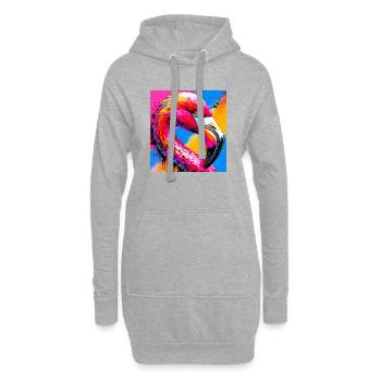 Flamant - Sweat-shirt à capuche long Femme - gris chiné - Devant