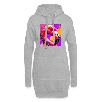 Flamant - Sweat-shirt à capuche long Femme - gris chiné - Devant