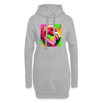 Flamant - Sweat-shirt à capuche long Femme - gris chiné - Devant