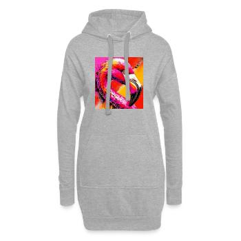 Flamant - Sweat-shirt à capuche long Femme - gris chiné - Devant