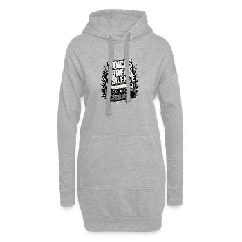 Voices Break Silence – erhobene Faust und Kassette - Hoodie-Kleid - Grau meliert - Vorne