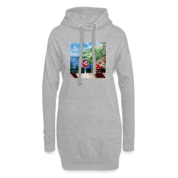 Meerblick_Ölgemälde_mit_cocktail - Hoodie-Kleid - Grau meliert - Vorne