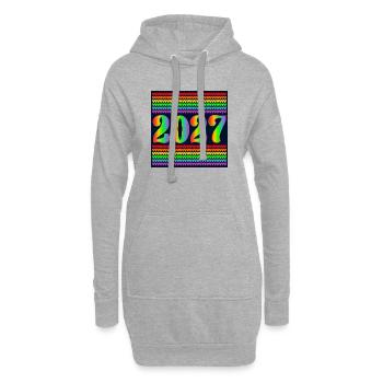 Année arc-en-ciel 2027 - Sweat-shirt à capuche long Femme - gris chiné - Devant