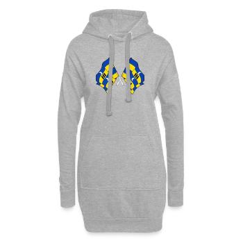 Gekreuzte Ameland-Flaggen – Inselstolz - Hoodie-Kleid - Grau meliert - Vorne