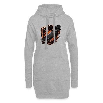 Flammendes Skateboard-Motiv - Hoodie-Kleid - Grau meliert - Vorne