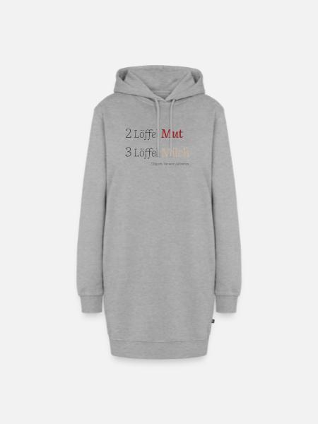 2 Löffel Mut 3 Löffel Milch – Mutmacherdesign - Hoodie-Kleid - Grau meliert