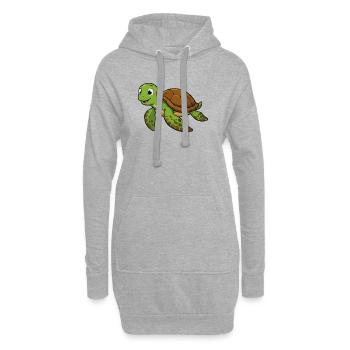 Illustration de tortue câline - Sweat-shirt à capuche long Femme - gris chiné - Devant