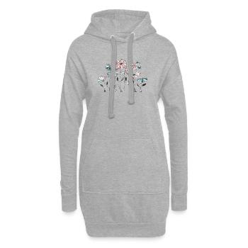 Fleur - Sweat-shirt à capuche long Femme - gris chiné - Devant
