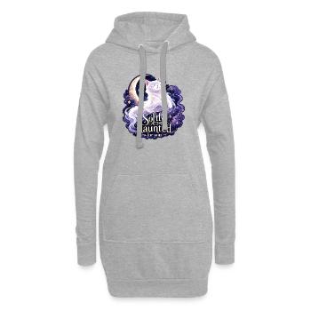 Sanft verfluchte weiße Mondkatze Gothic Celestial - Hoodie-Kleid - Grau meliert - Vorne