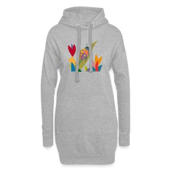 Buntes Insekt im Blumenfeld – Naturmotiv - Hoodie-Kleid - Grau meliert - Vorne
