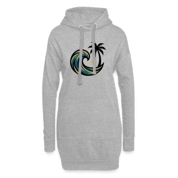 Welle Palme Surfen Strandurlaub Beachclub - Hoodie-Kleid - Grau meliert - Vorne