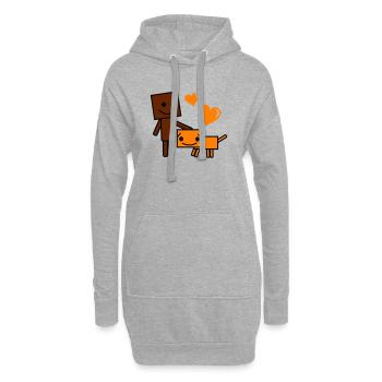 Chien et Buddy de dessins animés Ami du Cœur - Sweat-shirt à capuche long Femme - gris chiné - Devant