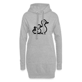 famille canard - Sweat-shirt à capuche long Femme - gris chiné - Devant