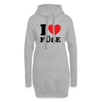 J’adore les pieds - Sweat-shirt à capuche long Femme - gris chiné - Devant