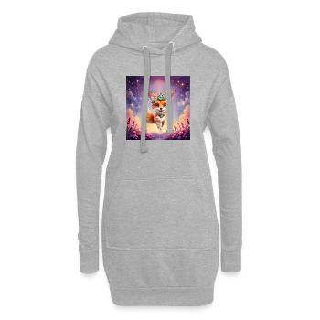 Renard avec une couronne au coucher de soleil stellaire - Sweat-shirt à capuche long Femme - gris chiné - Devant