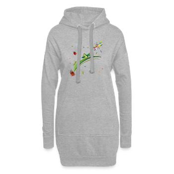 Monde d’insectes coloré Style fantasy nature - Sweat-shirt à capuche long Femme - gris chiné - Devant