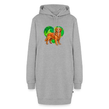 Kubistische Golden Retriever Herz-Geometrische Haustierkunst - Hoodie-Kleid - Grau meliert - Vorne