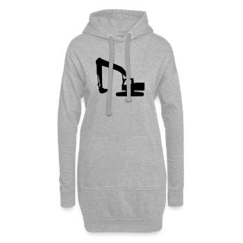 Baggerleistung – Bauzeit - Hoodie-Kleid - Grau meliert - Vorne
