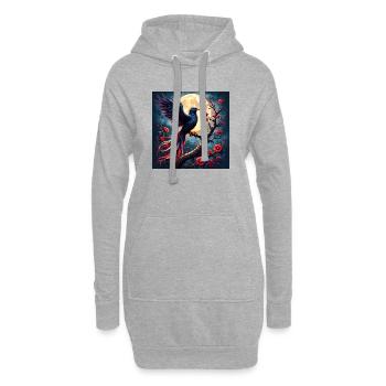 Blauer Phönix unter Vollmond - Hoodie-Kleid - Grau meliert - Vorne