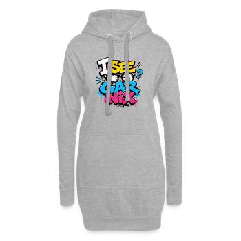 I See Gar Nix – Freches Graffiti-Design mit Sonnen - Hoodie-Kleid - Grau meliert - Vorne