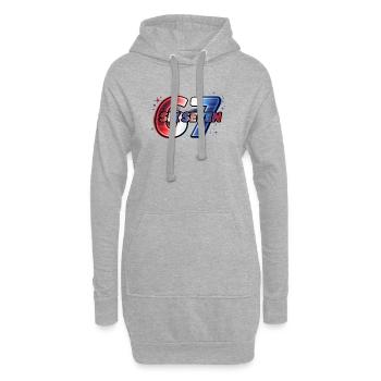 67 Neon – Étoile rouge bleue Design - Sweat-shirt à capuche long Femme - gris chiné - Devant
