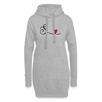 Lettre S - Sweat-shirt à capuche long Femme - gris chiné - Devant