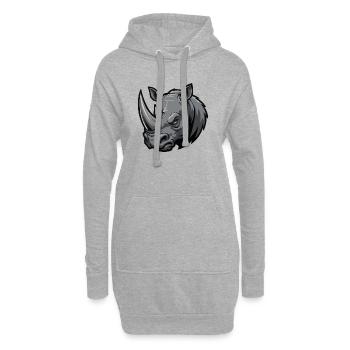 Grauer Rhino Kopf Mascot - Hoodie-Kleid - Grau meliert - Vorne