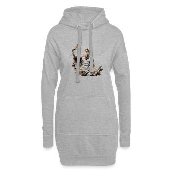Statue du Dieu du Tonnerre de Zeus - Sweat-shirt à capuche long Femme - gris chiné - Devant